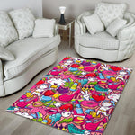 Girly Unicorn Cartoon Pattern Print Area Rug GearFrost