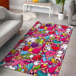 Girly Unicorn Cartoon Pattern Print Area Rug GearFrost