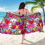 Girly Unicorn Cartoon Pattern Print Beach Sarong Wrap