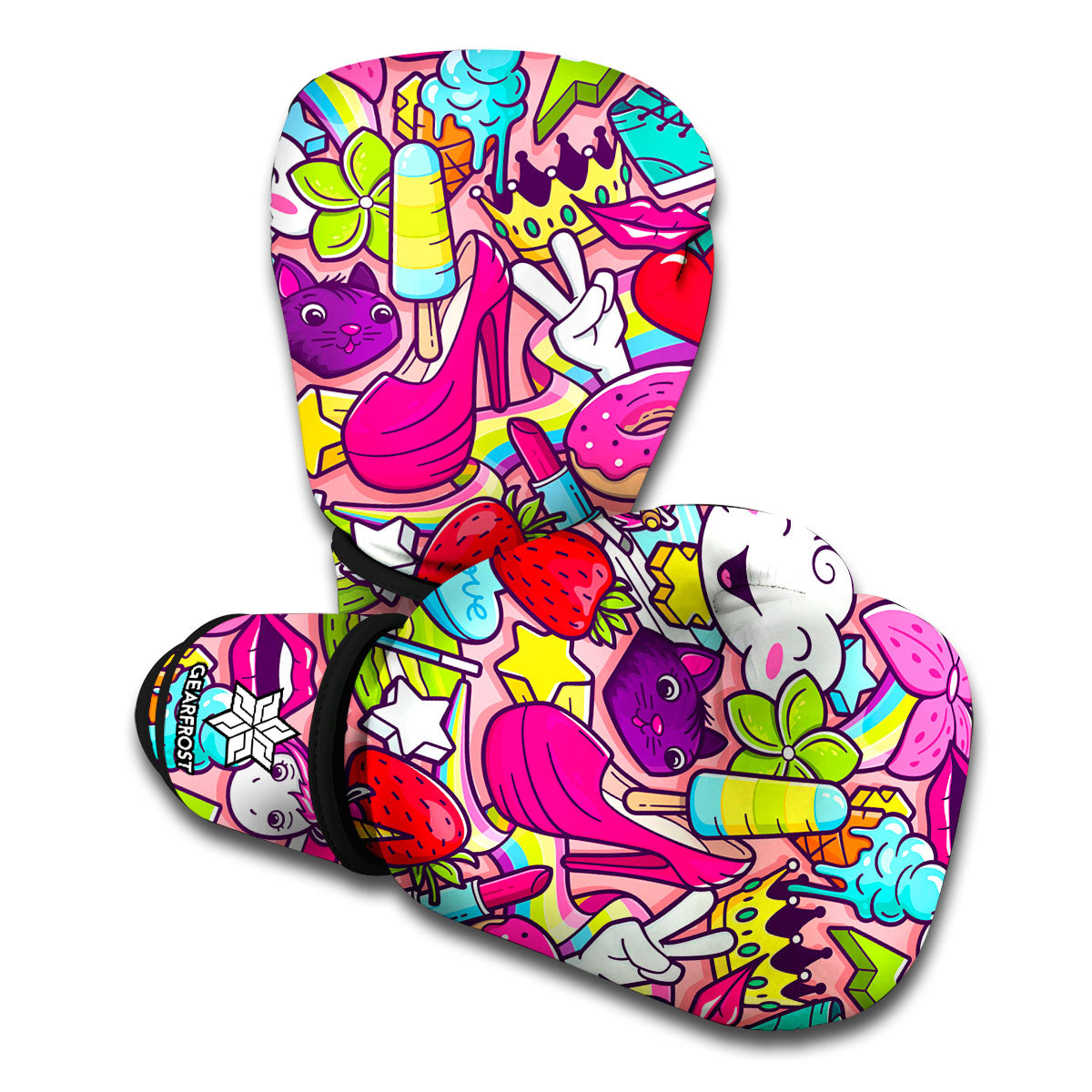 Girly Unicorn Cartoon Pattern Print Boxing Gloves