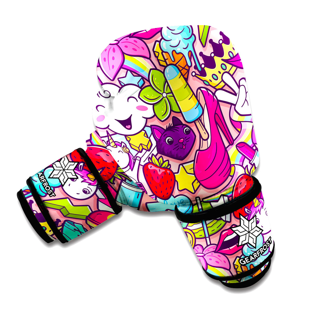 Girly Unicorn Cartoon Pattern Print Boxing Gloves