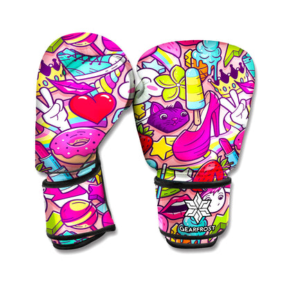 Girly Unicorn Cartoon Pattern Print Boxing Gloves