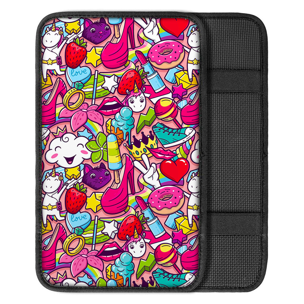Girly Unicorn Cartoon Pattern Print Car Center Console Cover