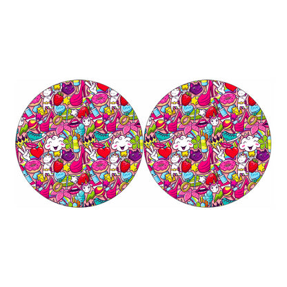 Girly Unicorn Cartoon Pattern Print Car Coasters