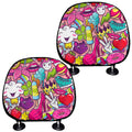 Girly Unicorn Cartoon Pattern Print Car Headrest Covers