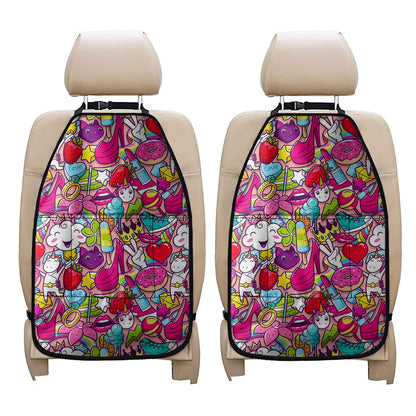 Girly Unicorn Cartoon Pattern Print Car Seat Organizers