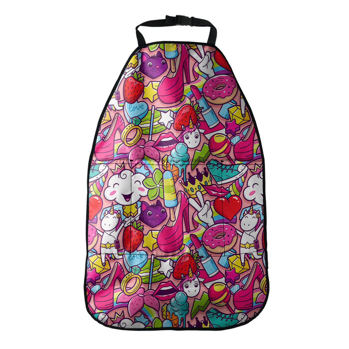 Girly Unicorn Cartoon Pattern Print Car Seat Organizers