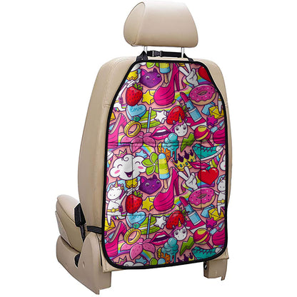 Girly Unicorn Cartoon Pattern Print Car Seat Organizers