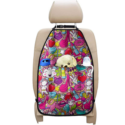 Girly Unicorn Cartoon Pattern Print Car Seat Organizers