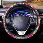 Girly Unicorn Cartoon Pattern Print Car Steering Wheel Cover