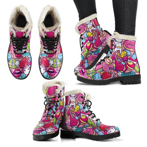 Girly Unicorn Cartoon Pattern Print Comfy Boots GearFrost