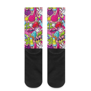 Girly Unicorn Cartoon Pattern Print Crew Socks