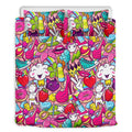 Girly Unicorn Cartoon Pattern Print Duvet Cover Bedding Set