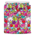 Girly Unicorn Cartoon Pattern Print Duvet Cover Bedding Set