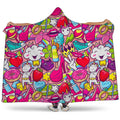 Girly Unicorn Cartoon Pattern Print Hooded Blanket