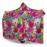 Girly Unicorn Cartoon Pattern Print Hooded Blanket