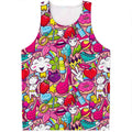 Girly Unicorn Cartoon Pattern Print Men's Tank Top