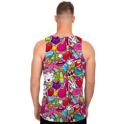 Girly Unicorn Cartoon Pattern Print Men's Tank Top