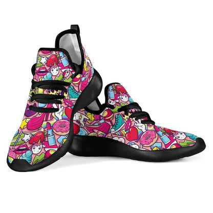 Girly Unicorn Cartoon Pattern Print Mesh Knit Shoes GearFrost