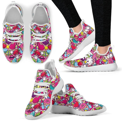 Girly Unicorn Cartoon Pattern Print Mesh Knit Shoes GearFrost