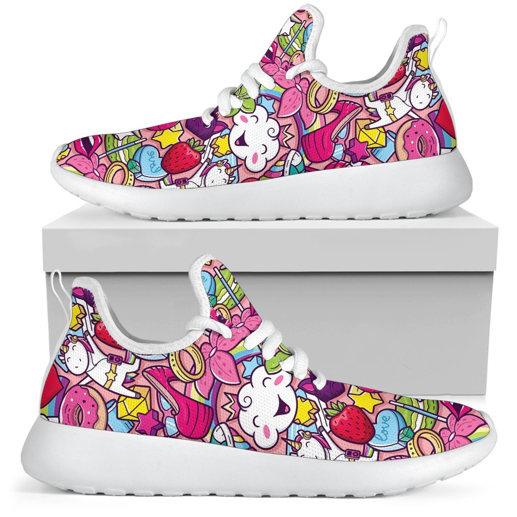 Girly Unicorn Cartoon Pattern Print Mesh Knit Shoes GearFrost