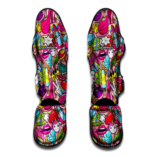 Girly Unicorn Cartoon Pattern Print Muay Thai Shin Guard