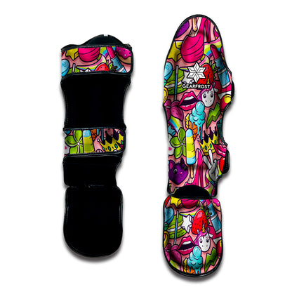Girly Unicorn Cartoon Pattern Print Muay Thai Shin Guard