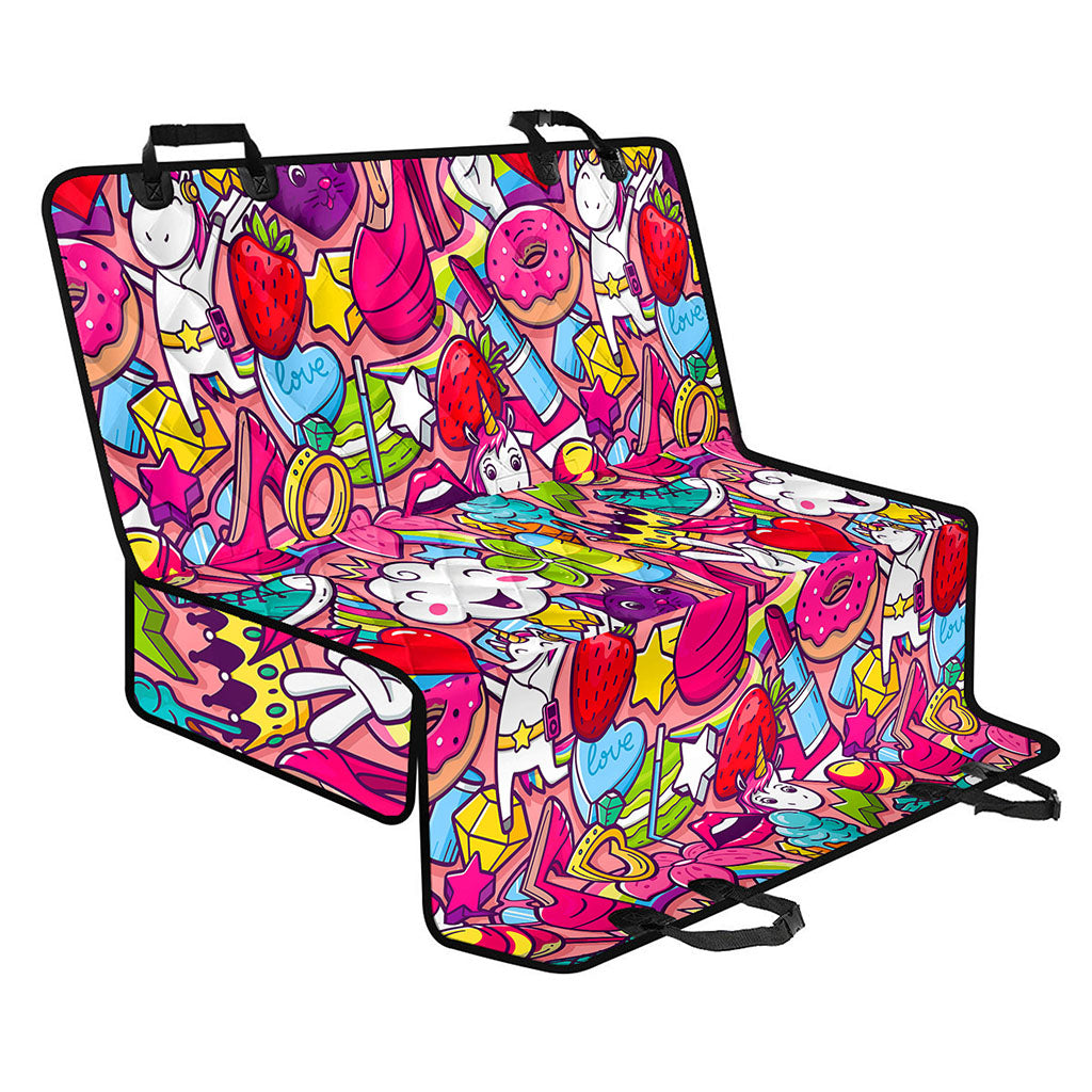 Girly Unicorn Cartoon Pattern Print Pet Car Back Seat Cover