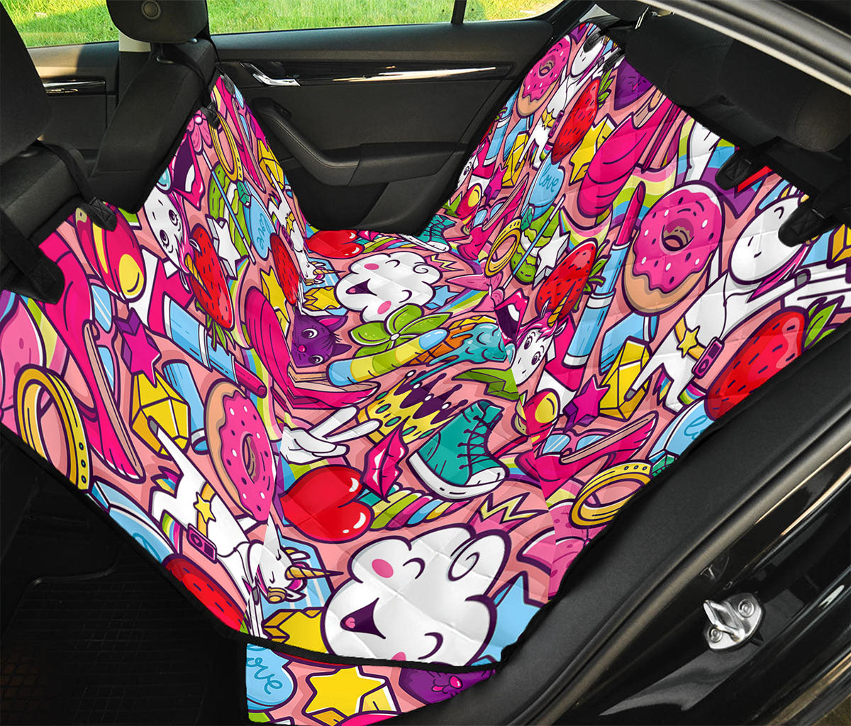 Girly Unicorn Cartoon Pattern Print Pet Car Back Seat Cover