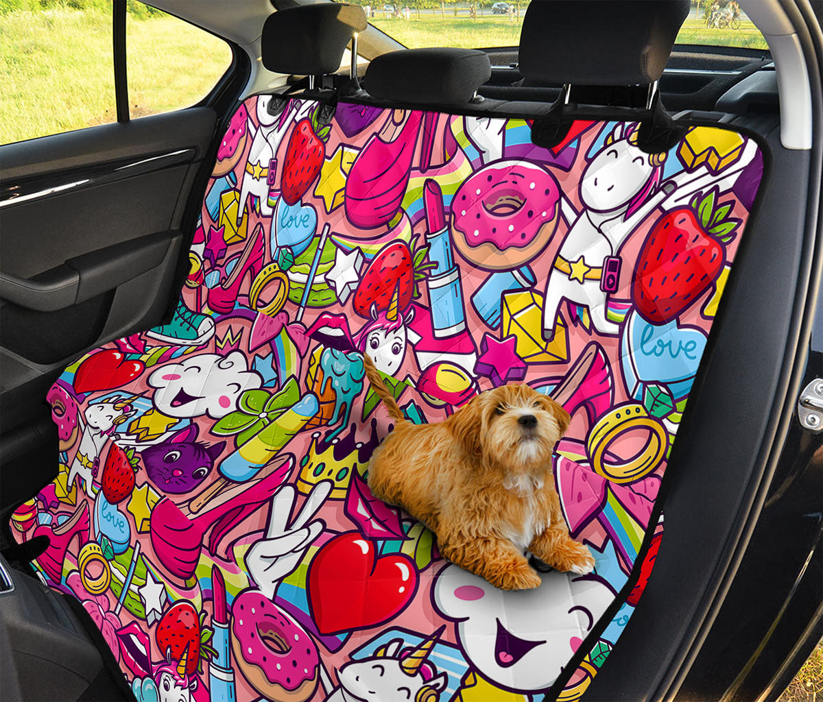 Girly Unicorn Cartoon Pattern Print Pet Car Back Seat Cover