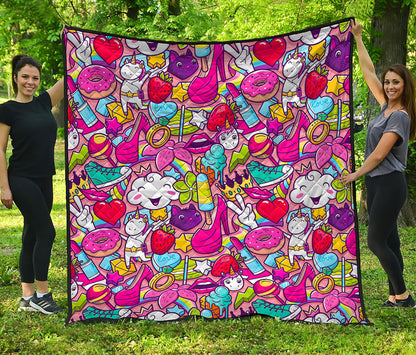 Girly Unicorn Cartoon Pattern Print Quilt
