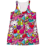 Girly Unicorn Cartoon Pattern Print Women's Racerback Tank Top