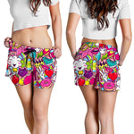 Girly Unicorn Cartoon Pattern Print Women's Shorts