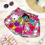 Girly Unicorn Cartoon Pattern Print Women's Shorts