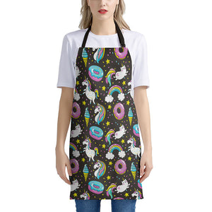 Girly Unicorn Donut Pattern Print Apron