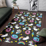 Girly Unicorn Donut Pattern Print Area Rug GearFrost