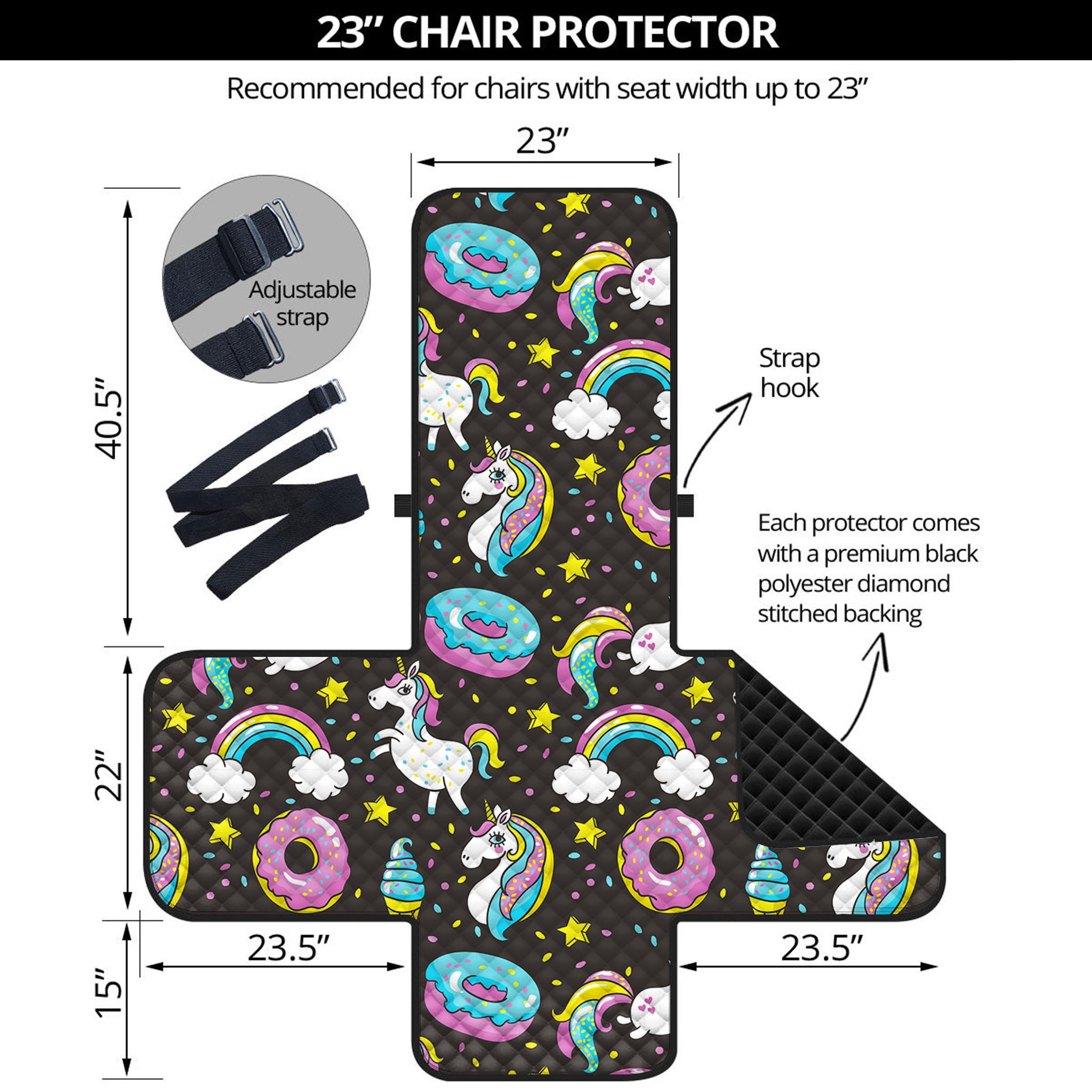 Girly Unicorn Donut Pattern Print Armchair Protector