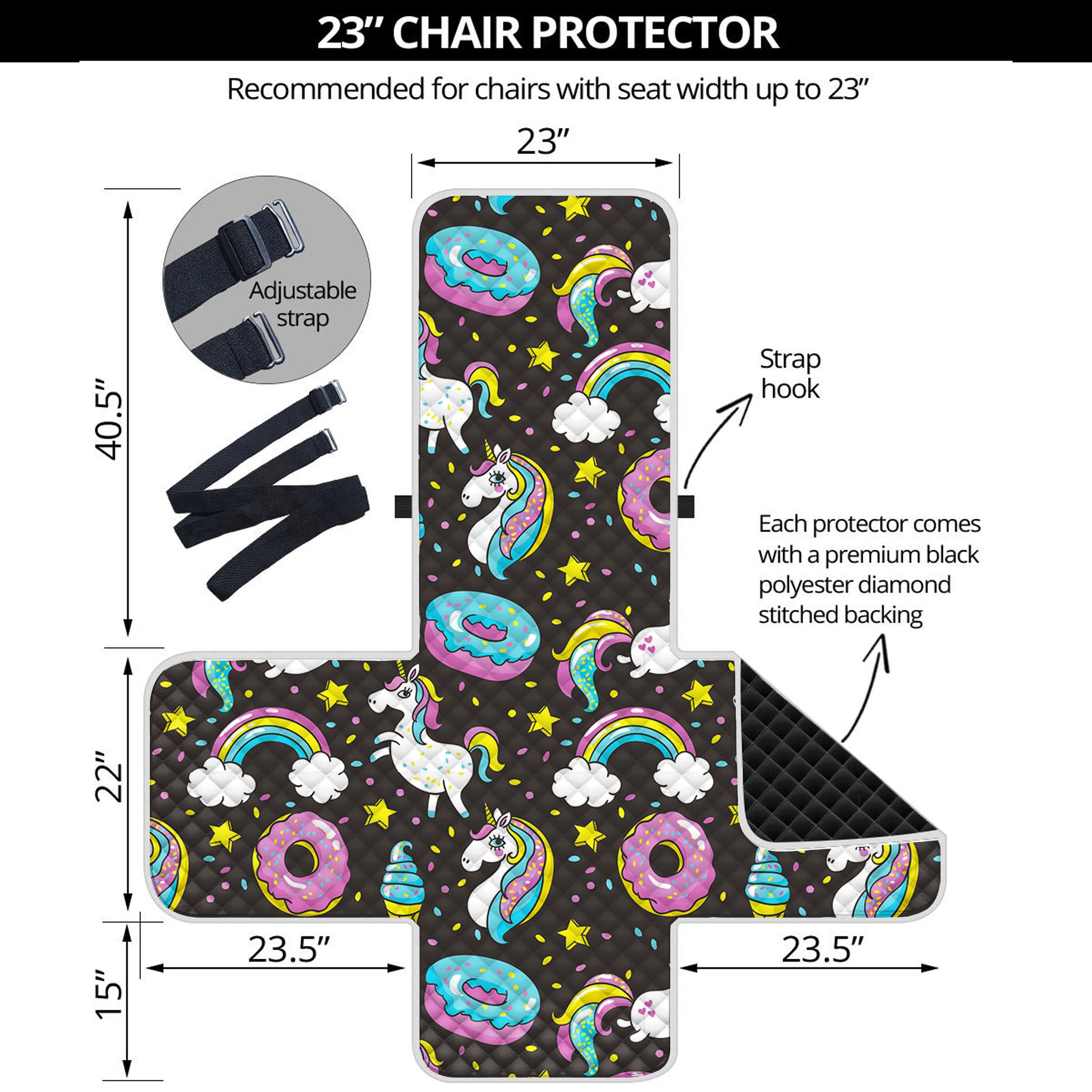 Girly Unicorn Donut Pattern Print Armchair Protector