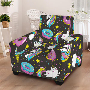 Girly Unicorn Donut Pattern Print Armchair Slipcover