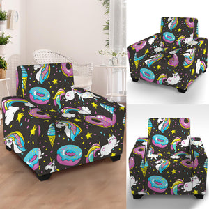 Girly Unicorn Donut Pattern Print Armchair Slipcover