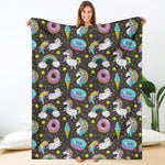 Girly Unicorn Donut Pattern Print Blanket