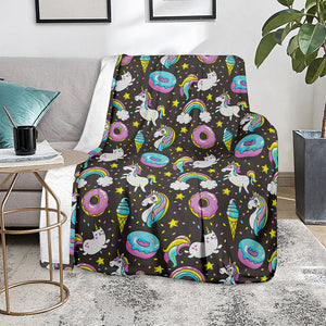 Girly Unicorn Donut Pattern Print Blanket