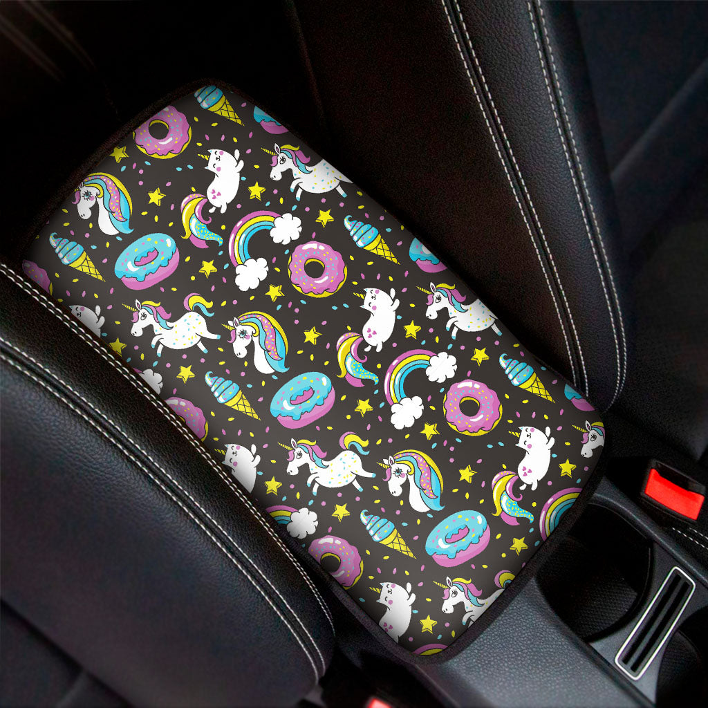 Girly Unicorn Donut Pattern Print Car Center Console Cover