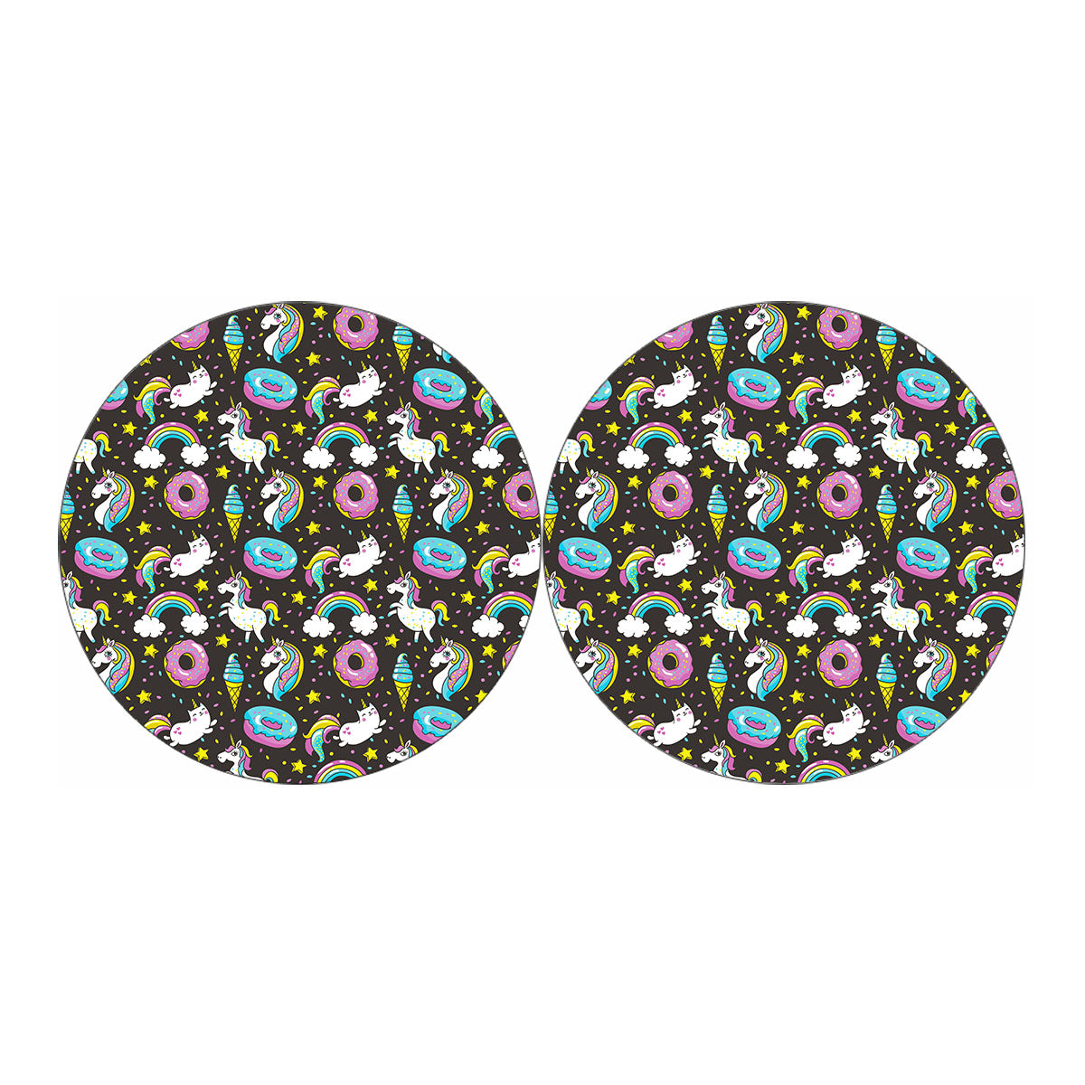 Girly Unicorn Donut Pattern Print Car Coasters
