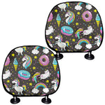 Girly Unicorn Donut Pattern Print Car Headrest Covers