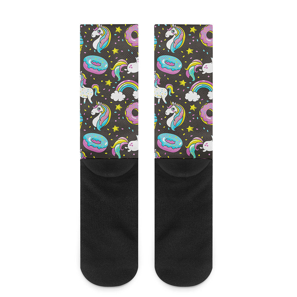 Girly Unicorn Donut Pattern Print Crew Socks