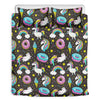 Girly Unicorn Donut Pattern Print Duvet Cover Bedding Set