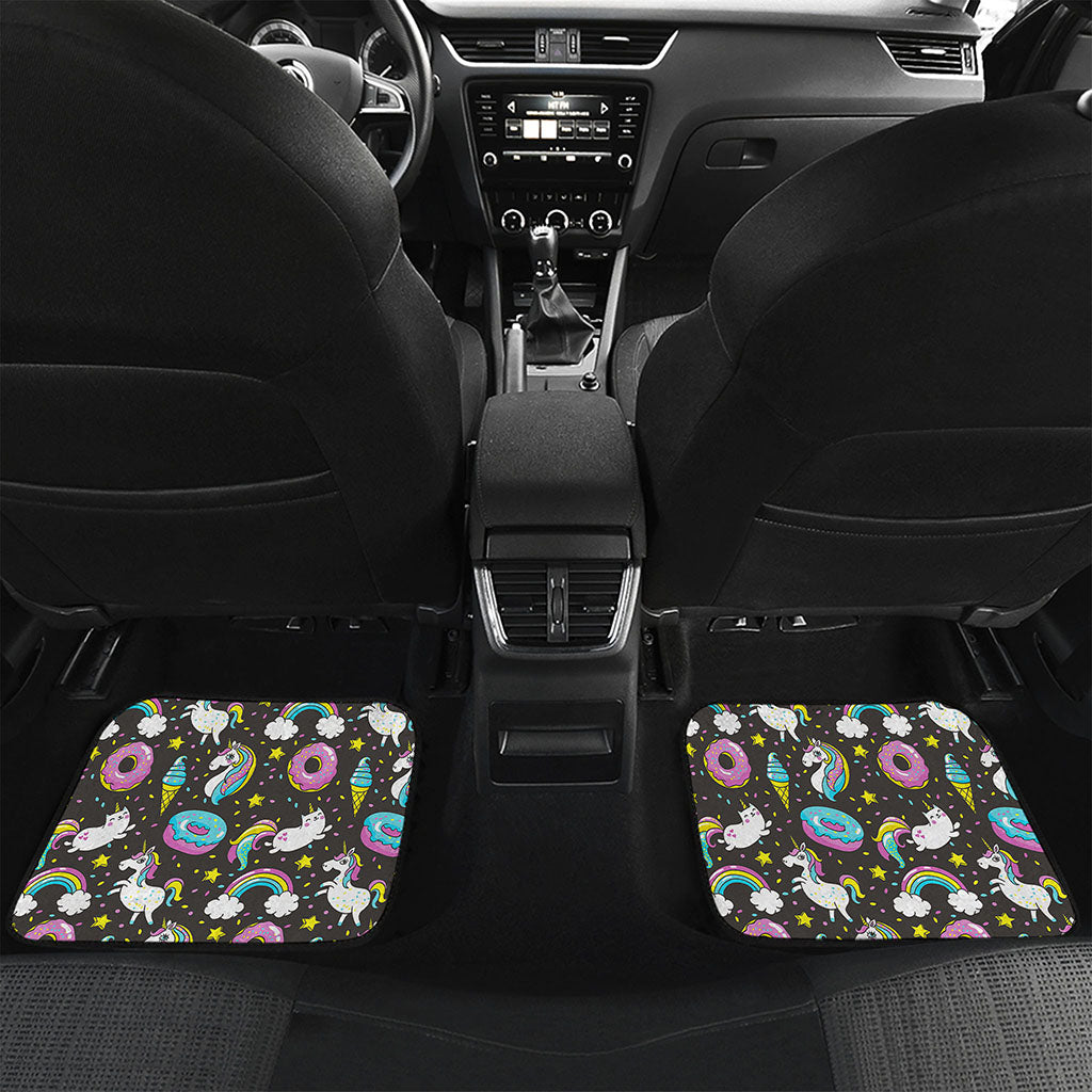 Girly Unicorn Donut Pattern Print Front and Back Car Floor Mats