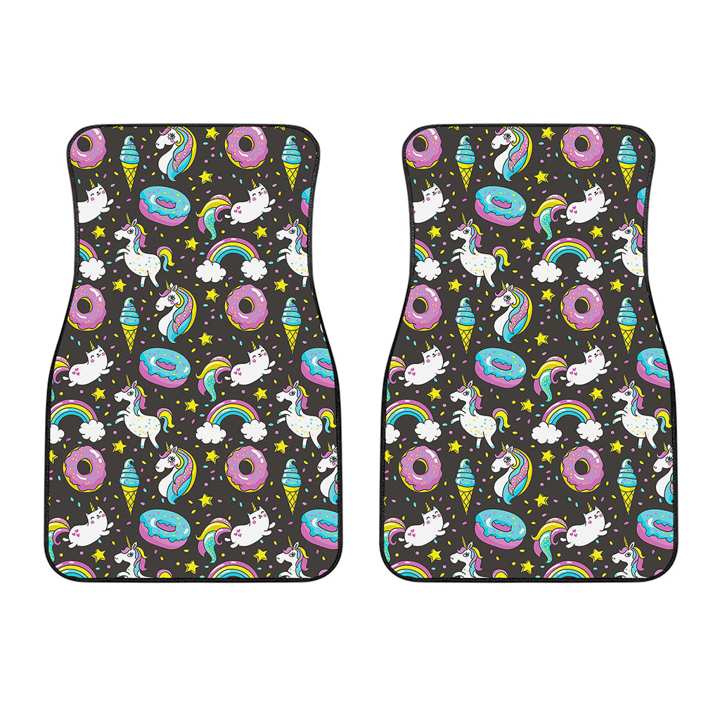 Girly Unicorn Donut Pattern Print Front Car Floor Mats