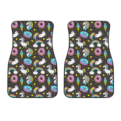 Girly Unicorn Donut Pattern Print Front Car Floor Mats